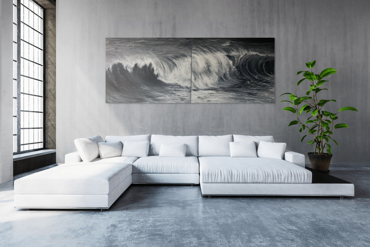 ,,Grėsmingai šėlstanti vandenyno banga 1 ir 2 ‘/ ,, Menacingly Surging Ocean Wave 1 & 2"