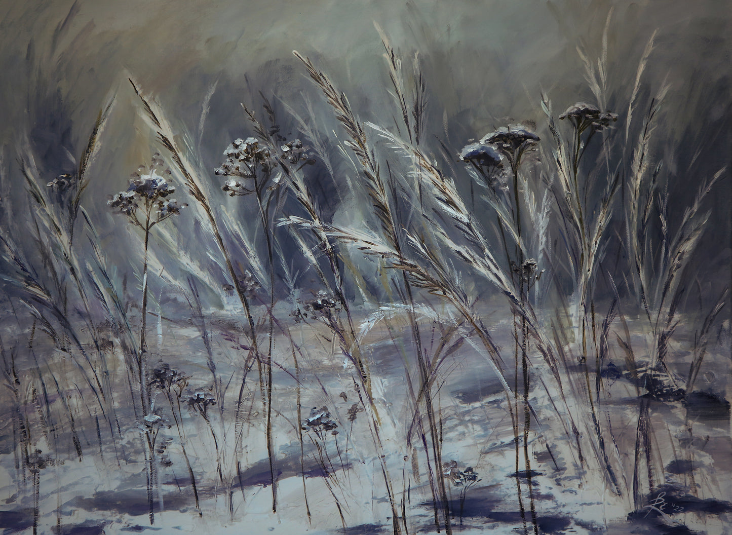 "Bent grass in the wind".